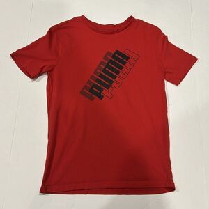 Puma Shirt Youth 14/16 Red Black Logo Preppy Casual Athletic Outdoor
